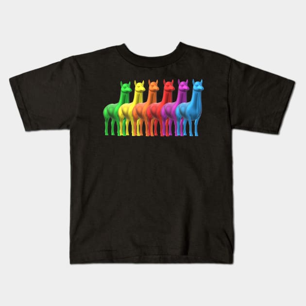 Rainbow Alpacas Kids T-Shirt by Klssaginaw